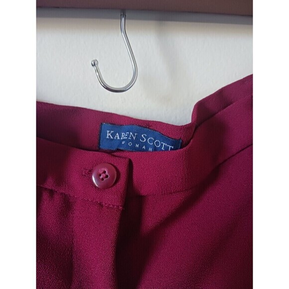 Karen Scott Womens Maroon Wide Leg Pants High Rise Slacks Pockets Size 20W - Picture 3 of 5